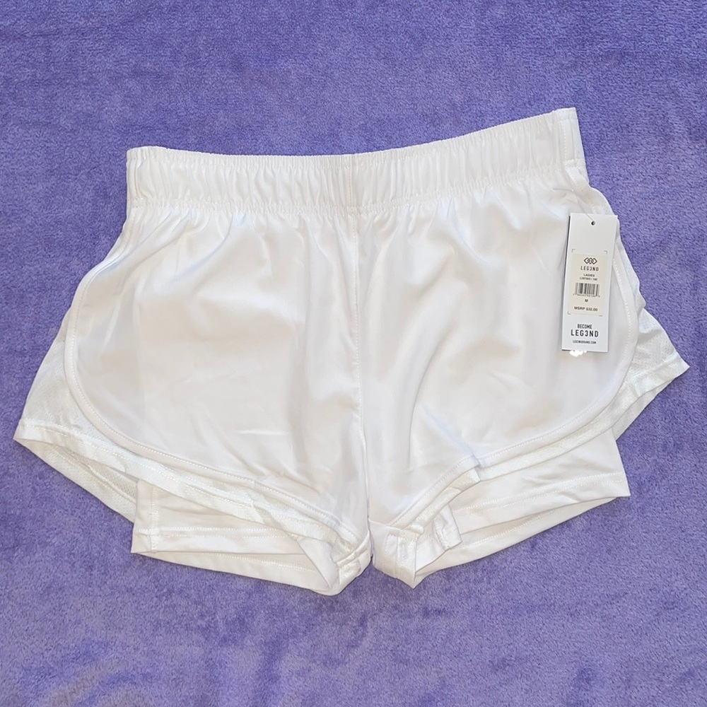Leg3nd white shorts 2 in one (shorts lining underneath)